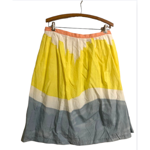 YELLOW & Blue Watercolor Skirt - Paperwhite - Size 10 - Picture 1 of 6